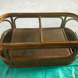 籐 ガラステーブル