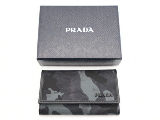 《PRADA/６連キーケース 》Sランク ブラックカモフラージュ 新品、未使用品