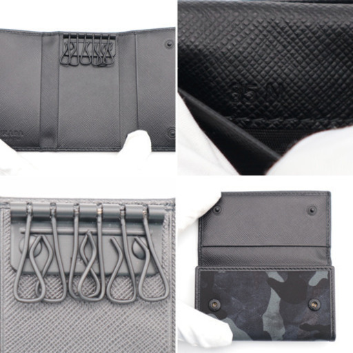 《PRADA/６連キーケース 》Sランク ブラックカモフラージュ 新品、未使用品