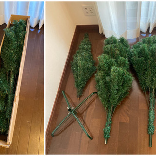 大きなクリスマスツリーとデコレーションのセットの画像