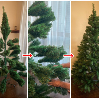 大きなクリスマスツリーとデコレーションのセットの画像