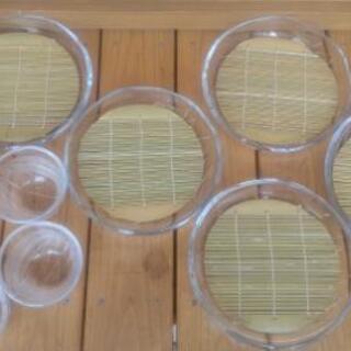 笹の柄が涼しげなそうめん、ざる蕎麦用 ガラス食器