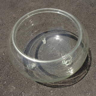 大きな三脚金魚鉢　和ガラス　アンティークの画像