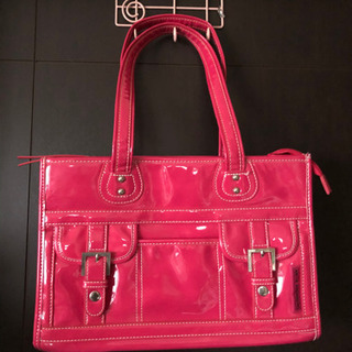 ピンク　　エナメル　トートバッグ　の画像