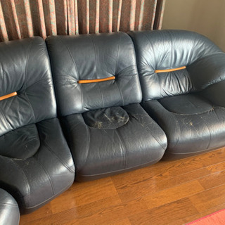 【値下げ交渉可　6/23までの受け渡し限定】ソファ5人掛け　本革　レイアウト自由の画像