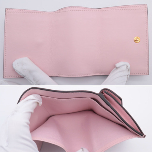 《FENDI/コンパクト 折り財布》8M0395 ピンク 箱 冊子 袋 Aランク