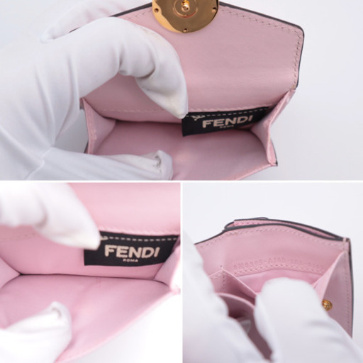 《FENDI/コンパクト 折り財布》8M0395 ピンク 箱 冊子 袋 Aランク