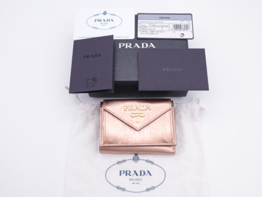 《PRADA/コンパクト 折り財布》1MH021 箱 袋 ギャラ Sランク 美品