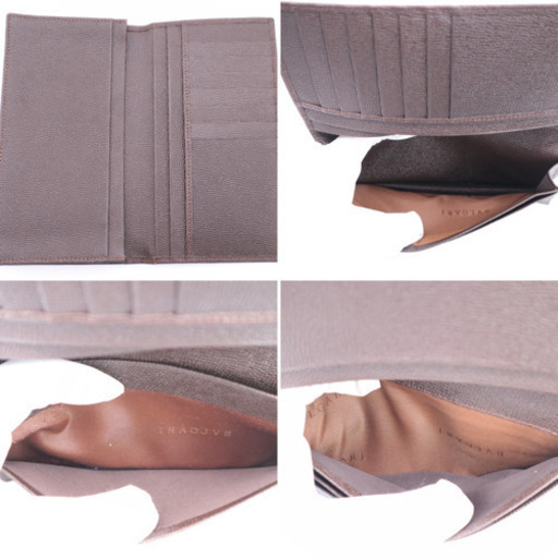 《BVLGARI/型押しロゴ 二つ折り札入れ》ブラウン 箱 Aランク 極美品