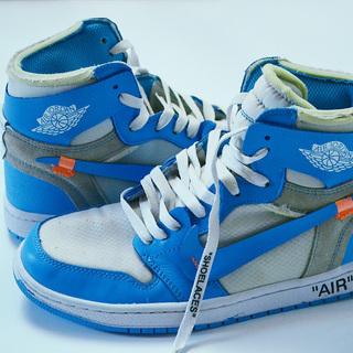 中古/限定■ナイキxオフホワイト エア ジョーダン1 レトロ ハイ OG/NIKE x OFF WHITE/ノースカロライナ■スニーカー■28cm■③
