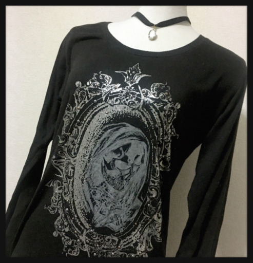 ご購入者様決定 長袖Tシャツ ロンＴ 黒 カットソーヴィジュアル系 パンク系お好きな方にも