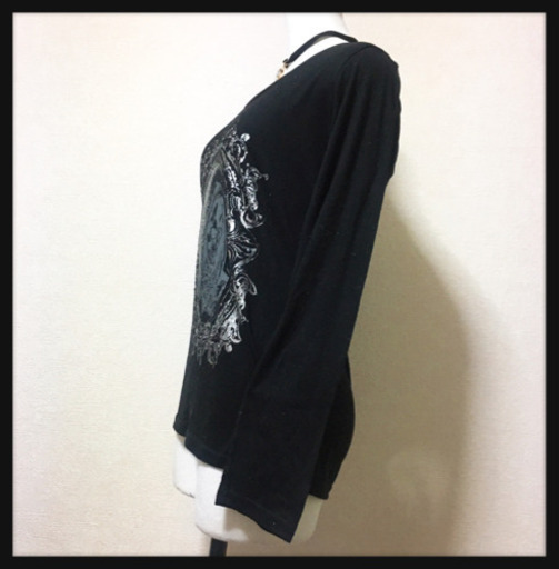 ご購入者様決定 長袖Tシャツ ロンＴ 黒 カットソーヴィジュアル系 パンク系お好きな方にも