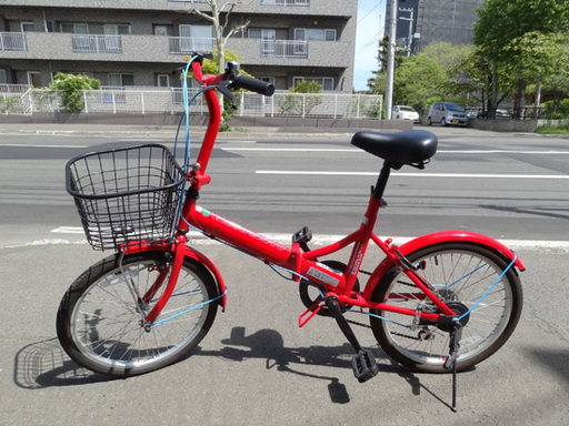 20インチ折りたたみ自転車 6段変速 鍵付き 赤 レッド キャプテンスタッグ  CAPTAIN STAG 札幌市 平岸