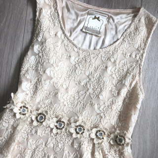 【着用1度のみ】ワンピース　発表会　膝丈ワンピース 花柄 ドレス ホワイトの画像