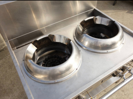 【中古】タニコー 業務用 中華レンジ ガステーブル  2口 コンロ  都市ガス 天然ガス 13A CR-100