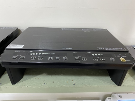 IHクッキングヒーター アイリスオーヤマ 2口コンロ 黒 2017年製 中古品