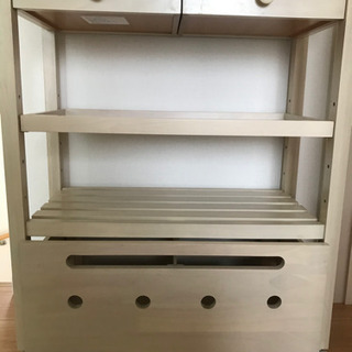 キッチンワゴン 高さ85cm ホワイトウォッシュの画像