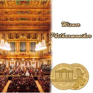 Austria replica ウィーンフィル 100ユーロ金貨 24金箔メッキの画像