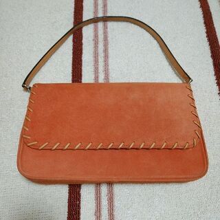 無料　女性で引取限定　レザーハンドバッグ　オレンジ