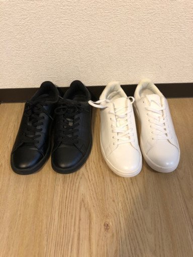 【美品】GU レザータッチスニーカー 黒と白 26cm