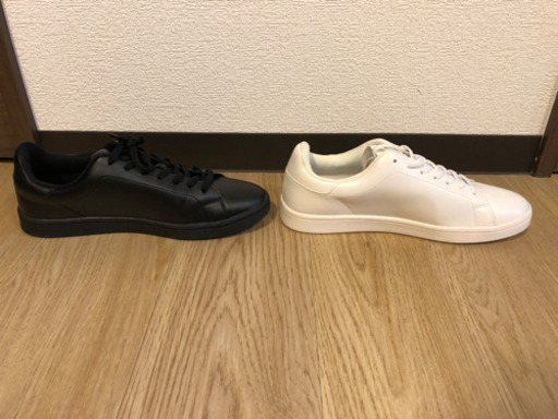 【美品】GU レザータッチスニーカー 黒と白 26cm