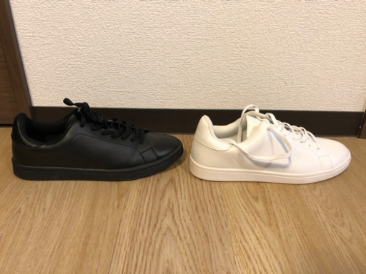 【美品】GU レザータッチスニーカー 黒と白 26cm