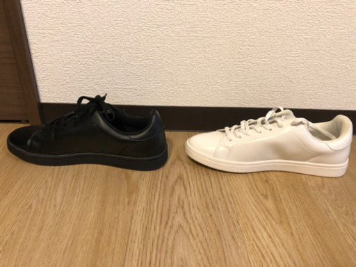 【美品】GU レザータッチスニーカー 黒と白 26cm