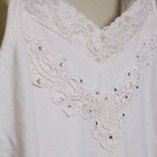 急募🔊ホワイトレース キラキラキャミソール Mの画像