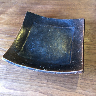 天草丸尾焼　焼き締め角皿　中古