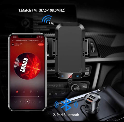 【大特価】FMトランスミッタ ーBluetooth 5.0  ２USB充電ポート(新品)