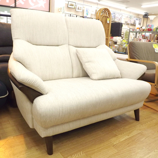 ニトリ 2人掛けソファ ハイバック ホワイト系 布 白 幅:127cm 札幌 西岡店　