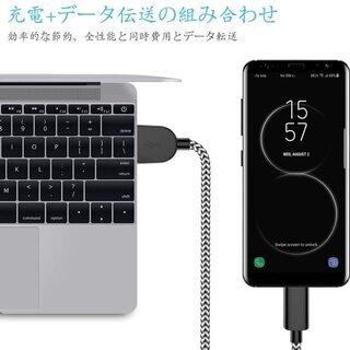 USB Type C ケーブル AWINBOW 高耐久ナイロン編み タイプ の画像