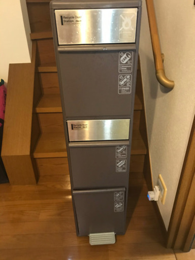 三段ゴミ箱　ダークブラウン