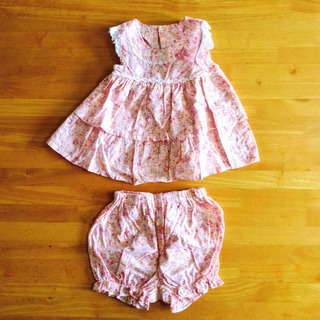 PampleMousse セットアップ ワンピース パンツ 80 花柄　レースの画像