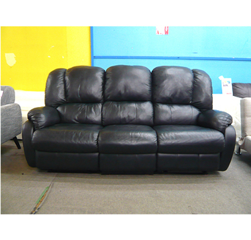 札幌 本革【リクライニングソファ 手動 セパレート式】幅205cm 収納型オットマン ブラック 黒 リクライニングソファー 本郷通店