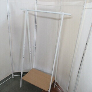 J1197ハンガーラック/衣類収納/ホワイト/ナチュラル/中古品/の画像