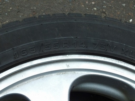 【苫小牧バナナ】economist 165/55R14 12年製 Moduloアルミ 14×4 1/2J オフセット 45 PCD 100