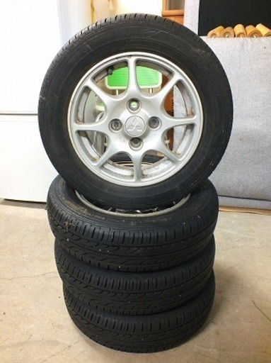 【苫小牧バナナ】ダンロップ 155/65R13 11年製 三菱純正 アルミ 13×4J オフセット 46 PCD 100