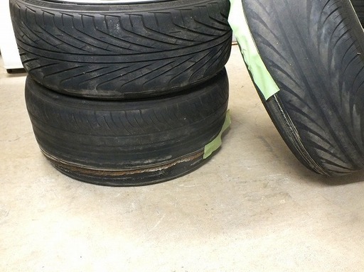 【苫小牧バナナ】ANHELO アルミ 19×8 1/2J オフセット 35 PCD 114.3 タイヤ付 235/35R19 難あり 