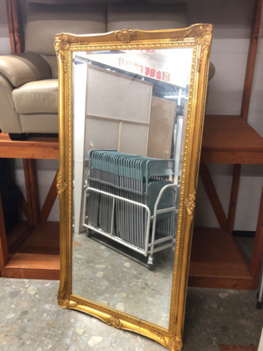 高さ180cm 金縁の姿見 アンティーク調