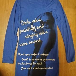 薄手の青いロングTシャツ★チュニックMサイズ