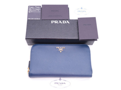 《PRADA/サフィアーノ 型押しレザー ラウンドファスナー長財布》ABランク