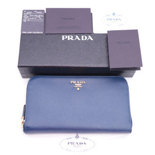 PRADA/サフィアーノ 型押しレザー ラウンドファスナー長財布》ABランク