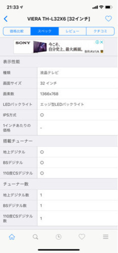 Panasonic 液晶テレビ　32型