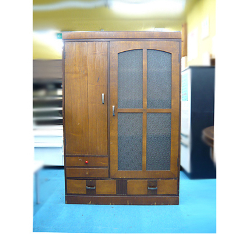 〇 札幌 昭和レトロ【ダイヤガラス 茶箪笥】幅91cm 水屋箪笥 古家具 古民具 古道具 ガラス戸棚 和風 食器棚 ヴィンテージ アンティーク風 本郷通店