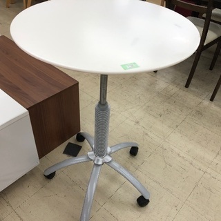 丸テーブル　白　高さ調節