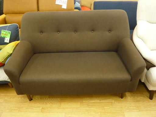 2人掛けソファ 布製 ブラウン 幅130㎝ 2Pソファ　西岡店
