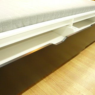 収納付きベッド IKEA FLAXA 引出し2杯 マットレス付き 幅98㎝ すのこ 白×