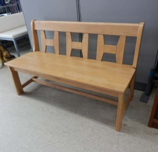 木製ベンチ ダイニング 幅122cm  2～3人掛け 天然木 ナチュラル 座面広め 重ため 不二貿易 長椅子 ペイペイ対応 札幌市西区西野