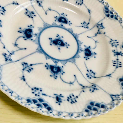 165000円☆ブルーフルーテッド「フルレース」17㎝皿5枚☆未使用